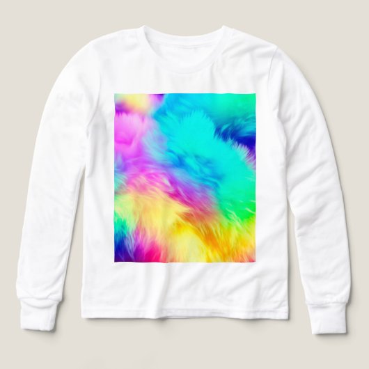 Levendige Regenboog Fluffy Vacht Textuur Achtergro (Voorkant)
