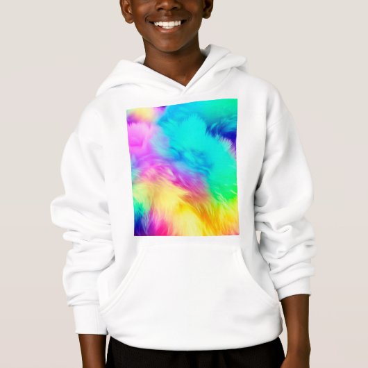 Levendige Regenboog Fluffy Vacht Textuur Achtergro (Voorkant)