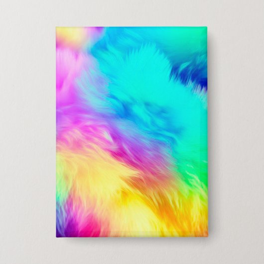 Levendige Regenboog Fluffy Vacht Textuur Achtergro Button (Voorkant)