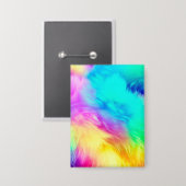 Levendige Regenboog Fluffy Vacht Textuur Achtergro Button (Voorkant / Achterkant)