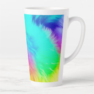 Levendige Regenboog Fluffy Vacht Textuur Achtergro Latte Mok