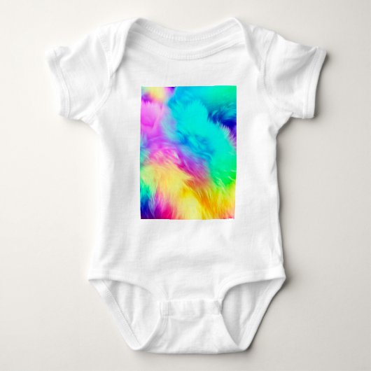 Levendige Regenboog Fluffy Vacht Textuur Achtergro Romper (Voorkant)