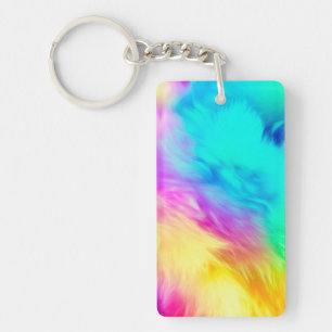 Levendige Regenboog Fluffy Vacht Textuur Achtergro Sleutelhanger
