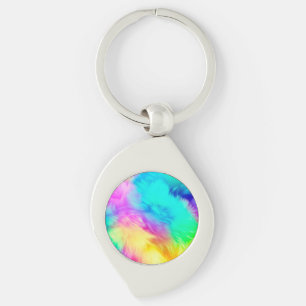 Levendige Regenboog Fluffy Vacht Textuur Achtergro Sleutelhanger