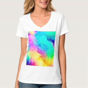 Levendige Regenboog Fluffy Vacht Textuur Achtergro T-shirt