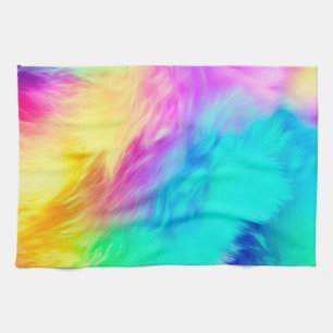 Levendige Regenboog Fluffy Vacht Textuur Achtergro Theedoek