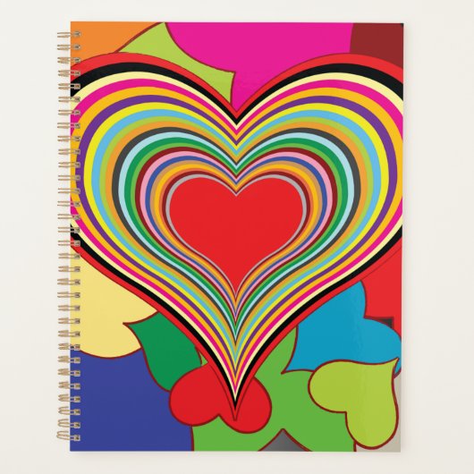 Levendige Regenboog Gelaagde Hart Abstract Planner (Voorkant)
