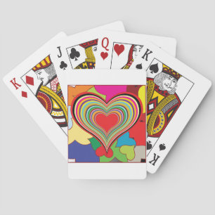 Levendige Regenboog Gelaagde Hart Abstract Pokerkaarten