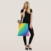 Levendige regenboog geometrische zeshoek bloempatr tote bag (Op model)