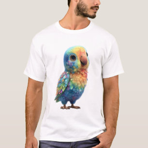 Levendige Regenboog Gestileerde Baby Papegaai Mann T-shirt