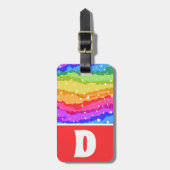 Levendige regenboog Glitter Kind Kleurblok Bagagelabel (Voorkant verticaal)