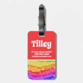 Levendige regenboog Glitter Kind Kleurblok Bagagelabel (Achterkant verticaal)