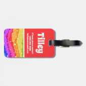 Levendige regenboog Glitter Kind Kleurblok Bagagelabel (Achterkant horizontaal)