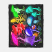 Levendige regenboog gloeiende paddenstoelen fleece deken (Voorkant)