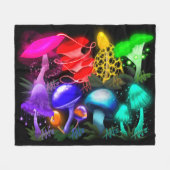 Levendige regenboog gloeiende paddenstoelen fleece deken (Voorkant (Horizontaal))