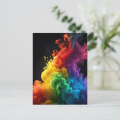Levendige regenboog inkt-rook wolk zwarte achtergr briefkaart (Staand voorkant)