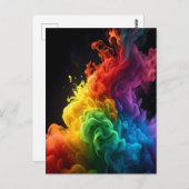 Levendige regenboog inkt-rook wolk zwarte achtergr briefkaart (Voorkant / Achterkant)