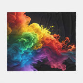 Levendige regenboog inkt-rook wolk zwarte achtergr fleece deken (Voorkant (Horizontaal))