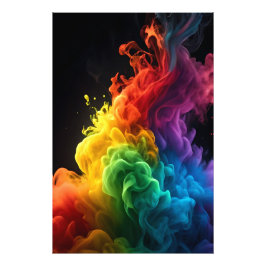 Levendige regenboog inkt-rook wolk zwarte achtergr foto afdruk