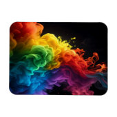 Levendige regenboog inkt-rook wolk zwarte achtergr magneet (Horizontaal)