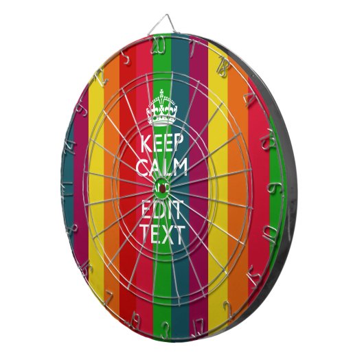 Levendige regenboog kalm houden en Jouw tekst aanp Dartbord (Voorkant Rechts)