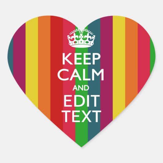 Levendige regenboog kalm houden en Jouw tekst aanp Hart Sticker (Voorkant)