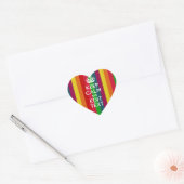 Levendige regenboog kalm houden en Jouw tekst aanp Hart Sticker (Envelop)