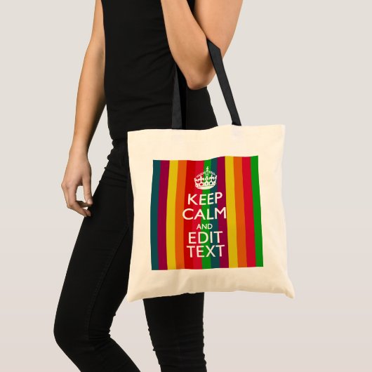 Levendige regenboog kalm houden en Jouw tekst aanp Tote Bag (Voorkant (product))