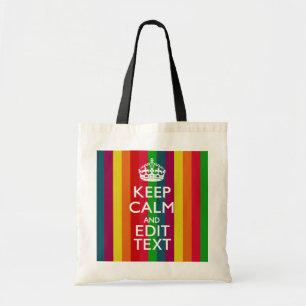 Levendige regenboog kalm houden en Jouw tekst aanp Tote Bag