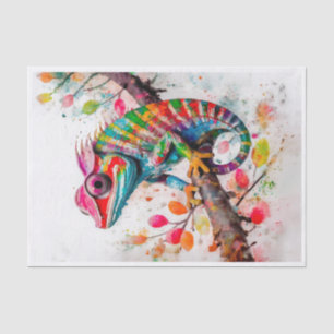 Levendige Regenboog Kameleon – Watercolor Jungle K Tissuepapier