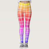 Levendige Regenboog Karediagonale Ontwerp Leggings (Voorkant)