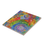 Levendige regenboog kleurrijke mozaïek kunst tegeltje (Zijkant)