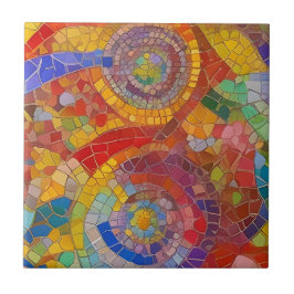 Levendige regenboog kleurrijke mozaïek kunst tegeltje