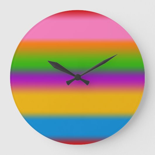 Levendige Regenboog Kleurverloop Strepen  Grote Klok (Voorkant)