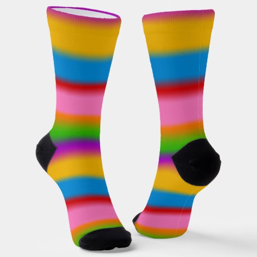 Levendige Regenboog Kleurverloop Strepen  Sokken (Gebogen)