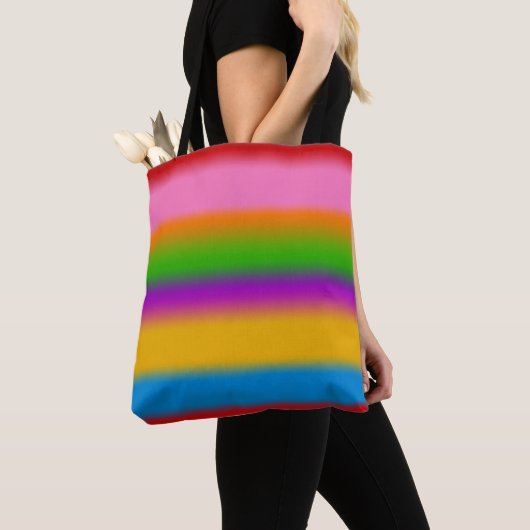 Levendige Regenboog Kleurverloop Strepen Tote Bag (Dichtbij)