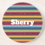 Levendige Regenboog Mexicaanse Serape Strepen Zandsteen Onderzetter (Voorkant)