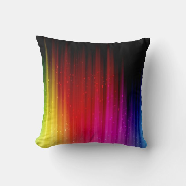 Levendige regenboog - Multicolored Streaks Patroon Kussen (Voorkant)