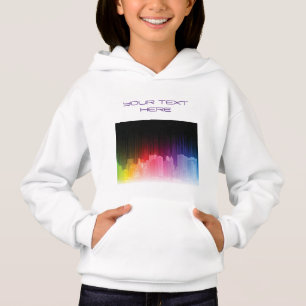 Levendige Regenboog Neon Stadssilhouet Hoodie
