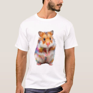 Levendige Regenboog Olieverf Gestileerde Hamster M T-shirt