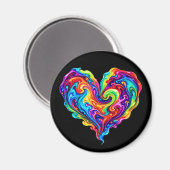Levendige Regenboog Overgoten Verf Hart Magneet (Voorkant / Achterkant)