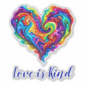 Levendige Regenboog Overgoten Verf Hart Sticker (Voorkant)
