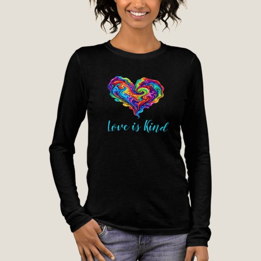Levendige Regenboog Overgoten Verf Hart Tri-Blend Shirt (Voorkant)