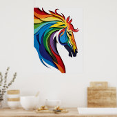 Levendige Regenboog Paard Silhouet Poster (Keuken)