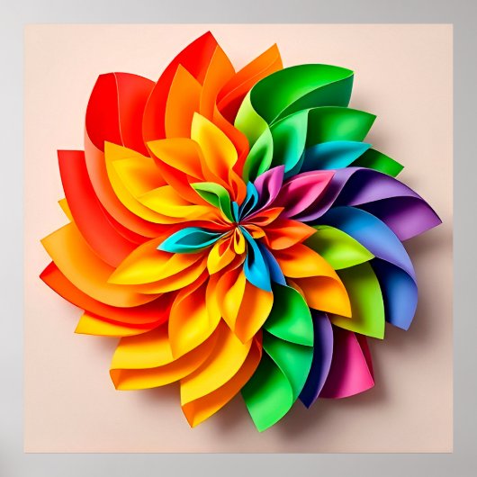 Levendige Regenboog Papieren Abstracte Kunst Poster (Voorkant)