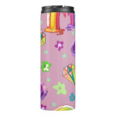 Levendige regenboog, Pareltjes en bloemen naadloos Thermosbeker (Achterkant)