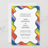 Levendige regenboog Squiggle Lijst Modern Wedding Kaart (Voorkant)