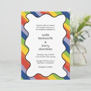 Levendige regenboog Squiggle Lijst Modern Wedding Kaart