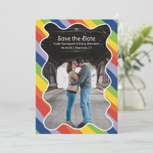 Levendige regenboog Squiggle Lijst Modern Wedding Save The Date