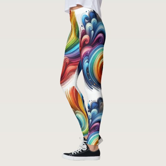 Levendige Regenboog Swirl Leggings (Links)
